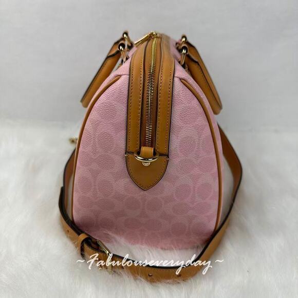 Coach Rowan Large Satchel Bag Signature Canvas with Charms CEA19 Powder Pink NWT - Picture 4 of 9